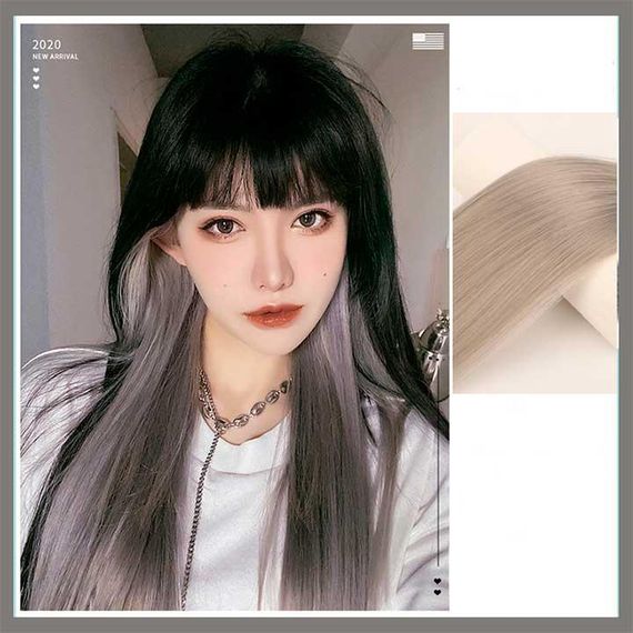 Кольорове пасмо волосся на шпильках 45 см сіре Накладне волосся