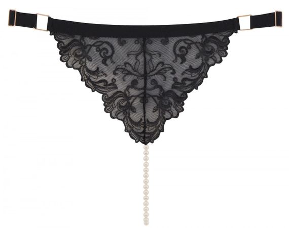Шикарные трусики Bracli Vienna G-String с жемчугом, Черный, S, S, Маленький размер | Зображення 4