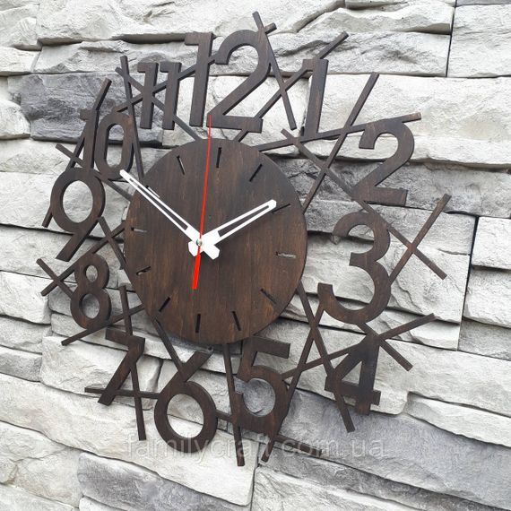 Настінний дерев'яний годинник з фанери Оригінальний годинник  Декор для дому, офісу, подарунок | Зображення 2