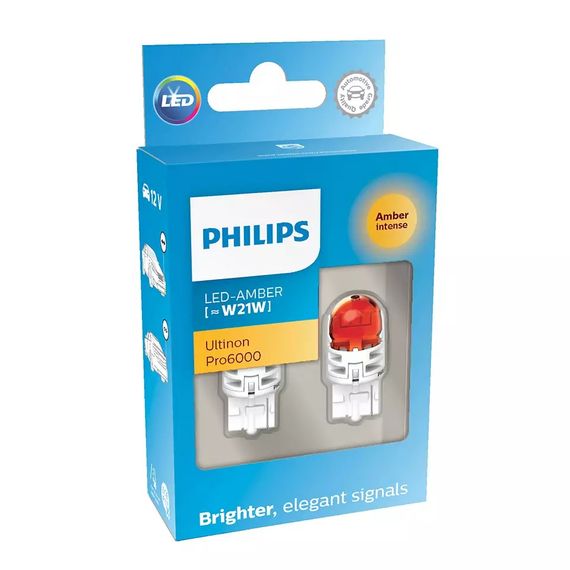 Комплект светодиодных ламп Philips 11065AU60X2 WY21W LED Ultinon Pro6000 SI 12V WX3x16d AMBER | Зображення 3
