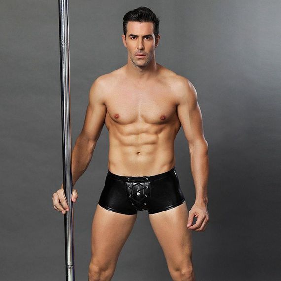 Еротичні чоловічі лакові труси зі шнурівкою, S/M | Зображення 2