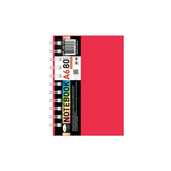 Блокнот А6 АП-1512(Red) 80 листов, пружина сбоку