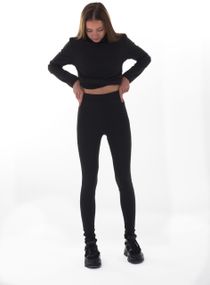 Спортивні легінси 4Profi утеплені на флісі чорні дайвінг розмір  XL 22900