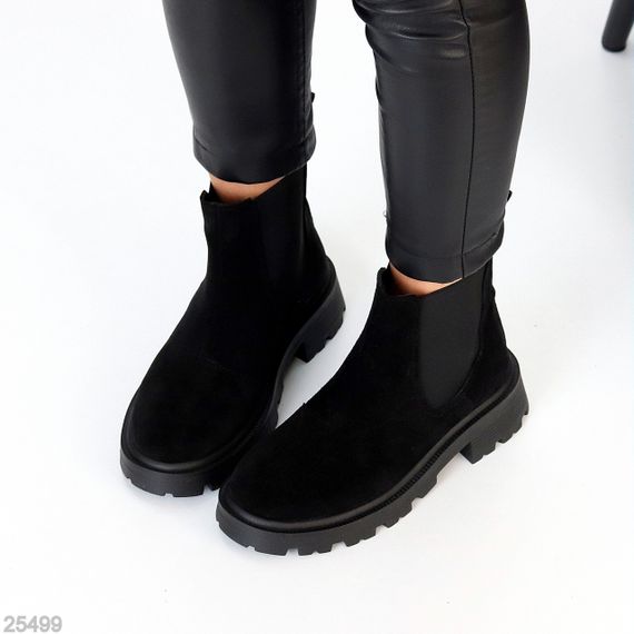 Черные повседневные ботинки челси натуральная замша низкий ход | Зображення 3