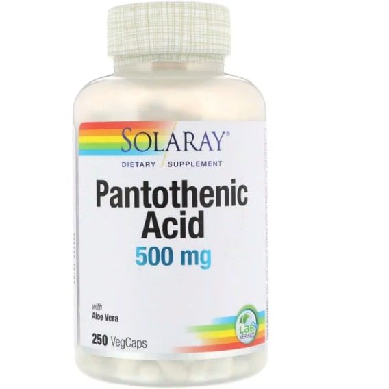 Пантотенова кислота Solaray Pantothenic Acid 500 mg 250 Veg Caps SOR-04381