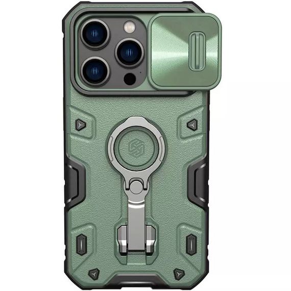 TPU+PC чехол Nillkin CamShield Armor Pro no logo (шторка на камеру) для Apple iPhone 14 Pro (6.1") TPU+PC, Шторка на камеру, Зеленый
