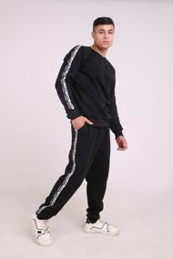 Штаны утеплённые чёрные с лампасами Adidas Duo