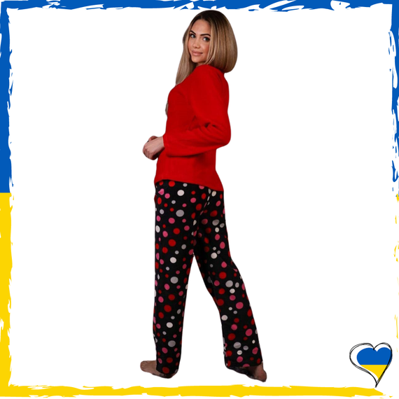 Женская пижама флисовый трикотаж. Пижама женская красная и розовая S, M, L, Xl | Зображення 3