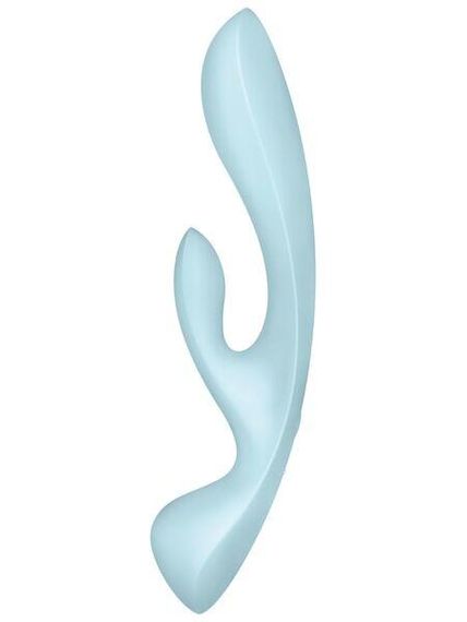 Двосторонній вібратор-кролик Satisfyer Triple Oh Light Blue, 3 мотори, руків’я-масажер Sex Aura | Зображення 1