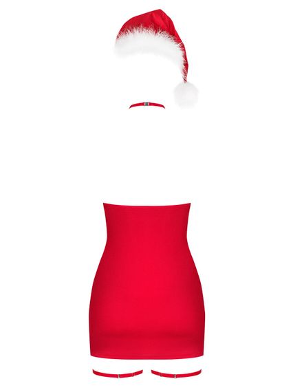 Новогодний костюм снегурочки Obsessive Kissmas chemise Красный L/XL | Зображення 3