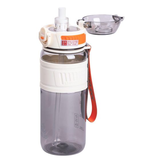 Пляшка для води з трубочкою та ремінцем 750 мл спортивная пляшка 23.5 см Біла HP-14-34W | Зображення 1