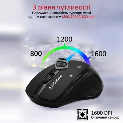 Мышка Promate Cursor Wireless Black (cursor.black) | Зображення 2