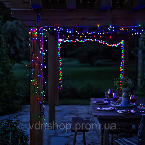 Новорічна гірлянда вулична 30 м 300 LED з сонячною батареєю чорний провід Мультиколір SB300L30MBML | Зображення 2
