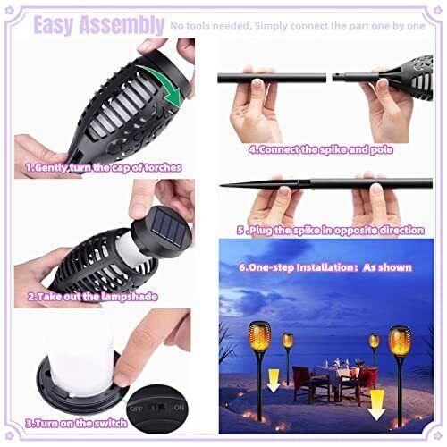 Водонепроникний садовий світильник, Вуличний світильник на сонячній батареї з ефектом полум'я 52 см   знижка | Зображення 5