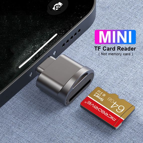 Кардридер с Type C на Micro-SD, TF, высокоскоростной чорный | Зображення 3