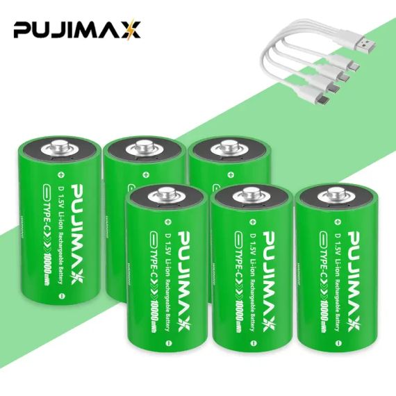 PUJIMAX 1.5V D-типу літієві акумулятори, високоякісні, ємність 10 000 мАг·год, стабільна напруга | Зображення 3