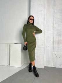 Женское облегающее платье-гольф миди NB24002 цвет хаки, размер 46/48