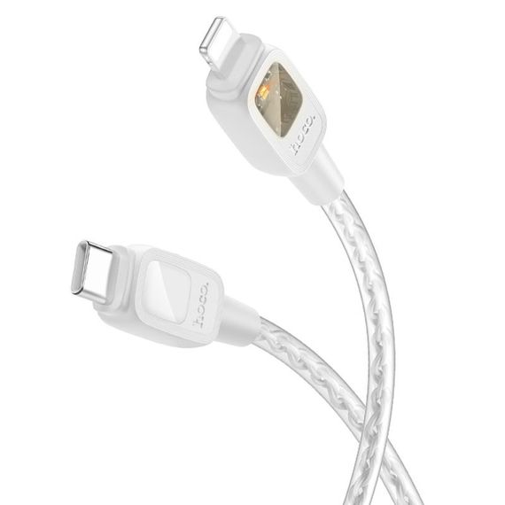 Дата кабель Hoco U124 Stone silicone power-off Type-C to Lightning (1.2m) Gray | Зображення 1