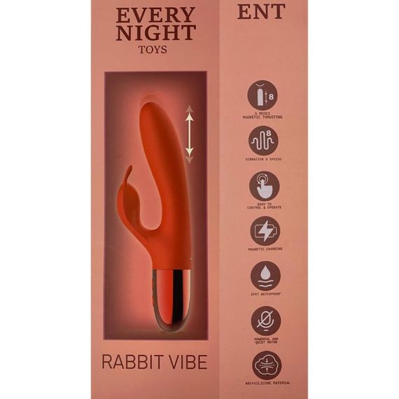 Вибратор кролик Every Night Toys с отростком для стимуляции клитора, красный Sex Aura | Зображення 2