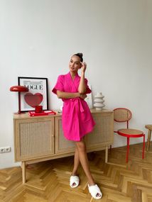Жіночий халат COSY із мусліну Hawaii, малина