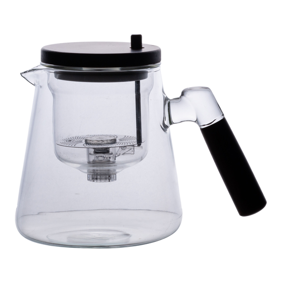 Заварник скляний для чаю 1 л чайник для заварювання з дерев'яною ручкою прозорий HP-34-7 | Зображення 7
