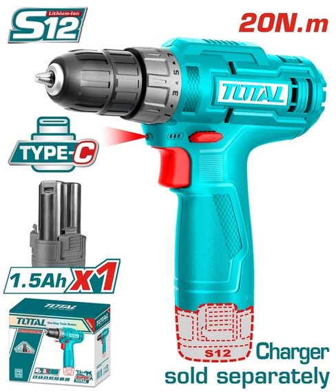 Шуруповерт TOTAL TDLI12428 12В Li-Ion