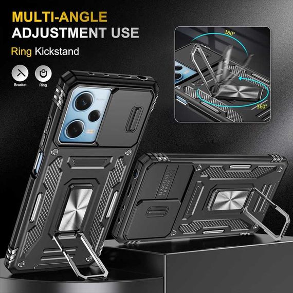 Ударопрочный чехол Camshield Army Ring для Xiaomi Redmi 12 / Poco M6 Pro 5G Черный / Black | Зображення 2