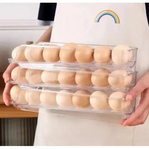 Компактный органайзер для яиц 3 ярусный автоматический Plastic shelving / Контейнер-лоток для яиц | Зображення 2