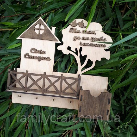 Настінна ключниця з дерева Дерев’яний органайзер для ключів Тримач для зберігання Персоналізація