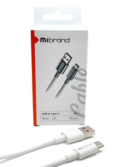 Кабель Mibrand MI-12 High Current Charging Line USB for Type-C 5A 1m White | Зображення 3