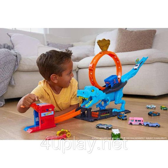 Трек Хот Вилс Сити Опасные существа Охота Тиранозавра Оригинал Hot Wheels City T-Rex Chomp Down | Зображення 8