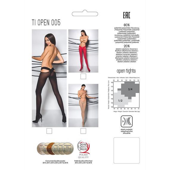 Еротичні колготки Passion TIOPEN 005 1/2 (60 den), roso, з вирізом, оригінальний пояс | Зображення 2