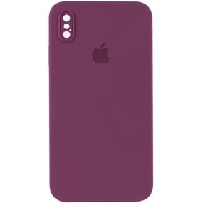 Чехол Silicone Case Square Full Camera Protective (AA) для Apple iPhone XS / X (5.8") Червоний / Red Салатовий/Neon green