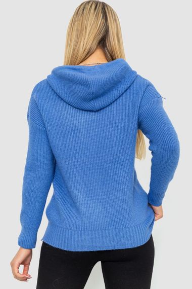 Кофта-батник жіноча з капюшоном, колір джинс, 244R2029 | Зображення 3