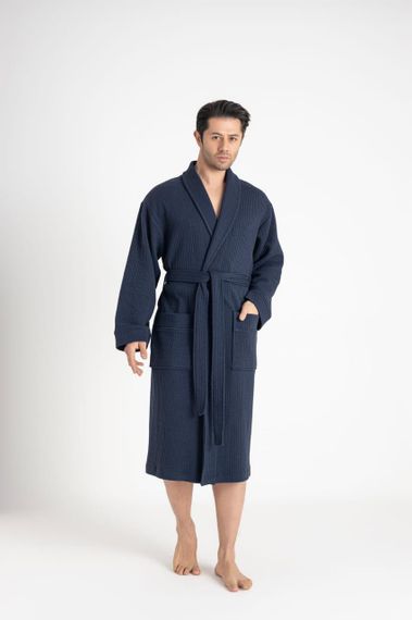 Чоловічий мусліновий халат Nusa 24670 синій 3XL | Зображення 4