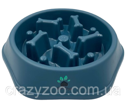 Миска для повільного годування для собак EcoToys пластикова синя 23.5х4.5 см 6881 | Зображення 4