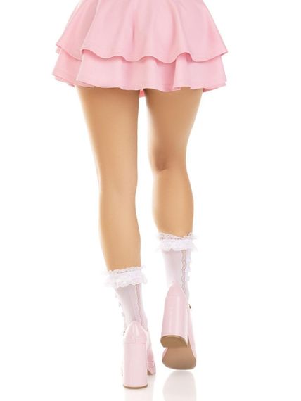 Носочки ажурные Leg Avenue Mini Bow Lace Anklet, белые, с рюшами, декор — бантики Sex Aura | Зображення 6