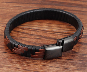 Чоловічий шкіряний браслет Primo Cowboy Lux 21 - Black