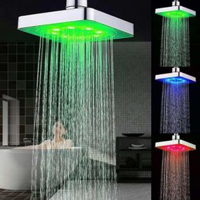Лійка насадка для душу з LED підсвічуванням RGB світлодіодна, квадратна 150 мм LED Shower head