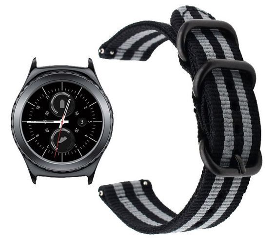 Нейлоновый ремешок Primo Traveller для часов Samsung Gear S2 Classic SM-R732 / RM-735 - Black&Grey