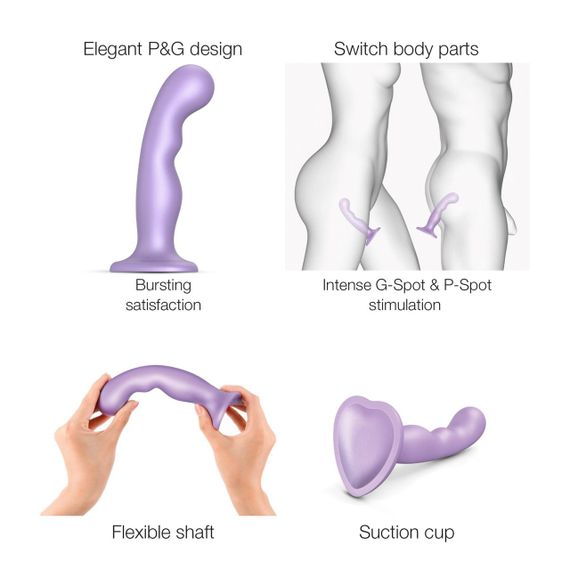 Насадка для страпона Strap-On-Me DILDO PLUG P&G LILAS METALLIC - M | Зображення 1