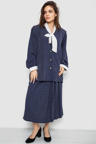 Костюм жіночий класичний у горох, колір синьо-білий, 167R3002 | Зображення 1