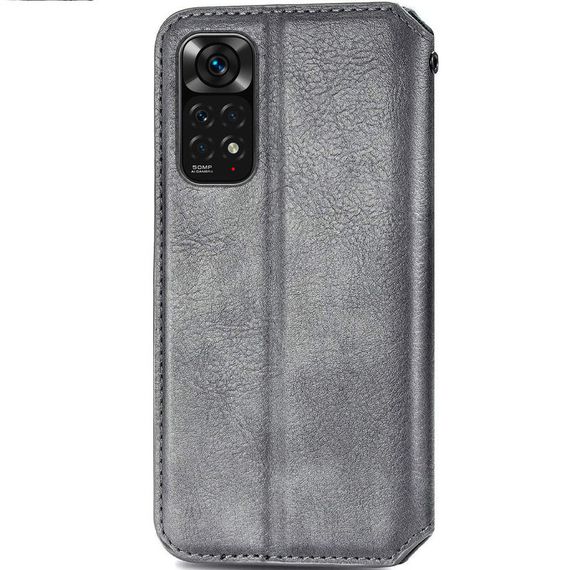 Шкіряний чохол-книжка GETMAN Cubic (PU) для Xiaomi Redmi Note 11 (Global) / Note 11S Штучна шкіра, Слот для візитки, Сірий | Зображення 1