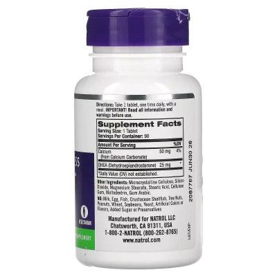 Витаминно-минеральный комплекс Natrol Дегидроэпиандростерон, 25 мг, DHEA, 90 таблеток (NTL-00597) | Зображення 1