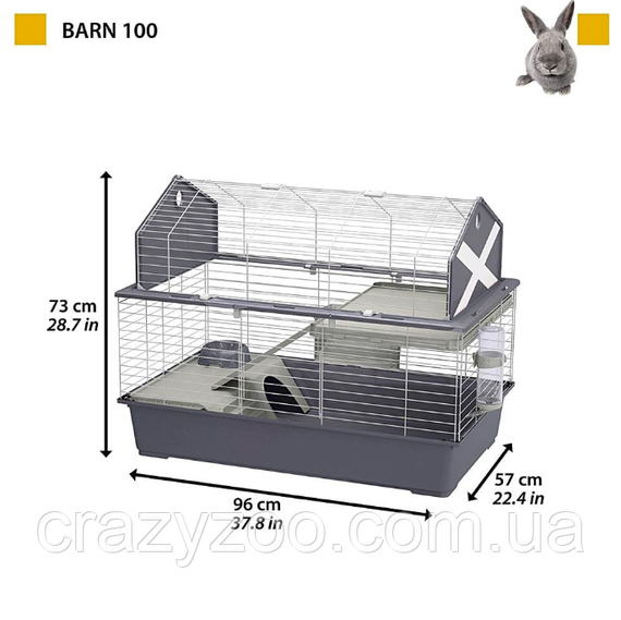 Клетка для кроликов Ferplast Barn 100 серая 96х57х73 см 57068521 | Зображення 1