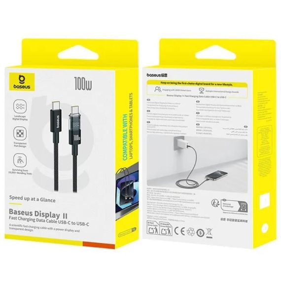 Дата кабель Baseus Display 2 Type-C to Type-C 100W (1m) (P10382702) Cosmic Black | Зображення 4