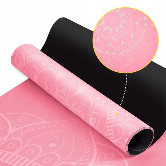 Килимок (мат) спортивний 4FIZJO замша 183 x 61 x 0.15 см для йоги та фітнесу Pink (P-5905973404419) | Зображення 5