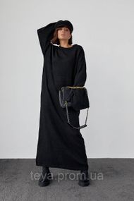 В'язане плаття oversize завдовжки максі колір чорний розмір S FL_000894