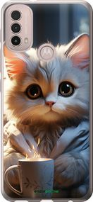 Чохол на Motorola E40 Білий кіт "5646u-2660-2448"