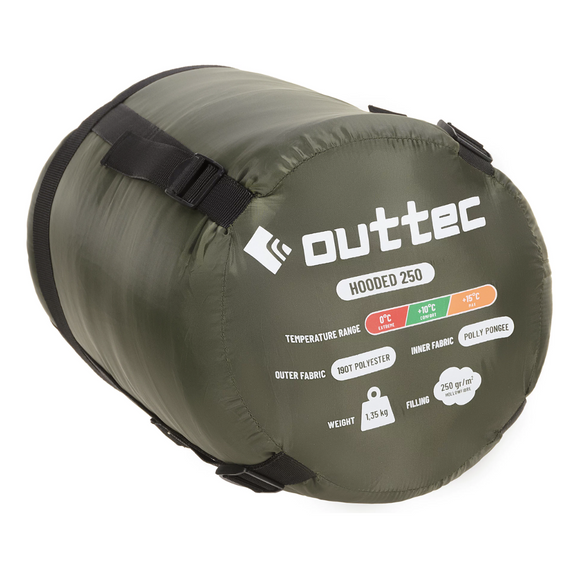 Спальный мешок одеяло Outtec демисезон с капюшоном хаки | Зображення 4